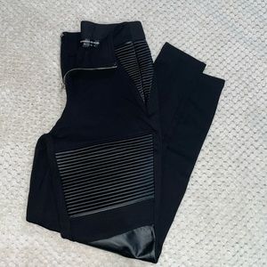 Black leather biker leggings